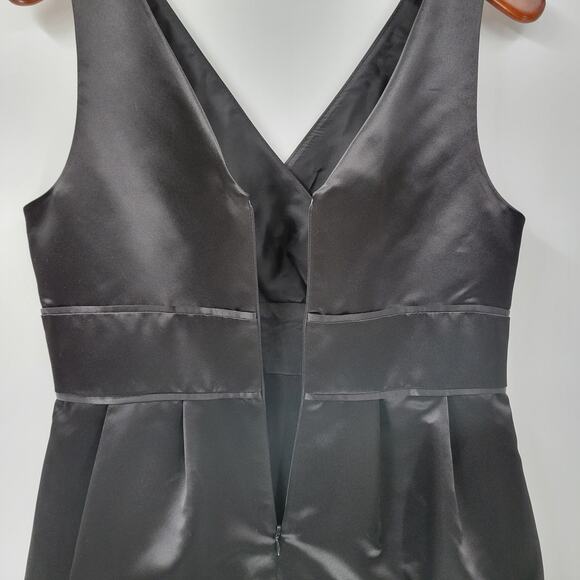 Max and Cleo Maralin Satin Dress Womens 12 Black Feathers Holiday Cocktail - Picture 14 of 16